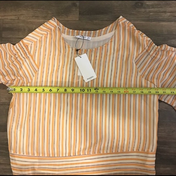 Mango Chiffon striped yellow blouse top NWT - Picture 7 of 8